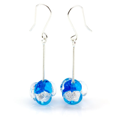 CHANEL – Blue Sterling Silver and Murano Glass Flower Bud Set - www.LaBellaDentro.com