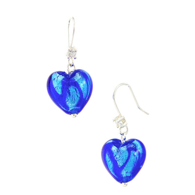 CHERRY – Sterling Silver Murano Glass Heart Earrings - www.LaBellaDentro.com