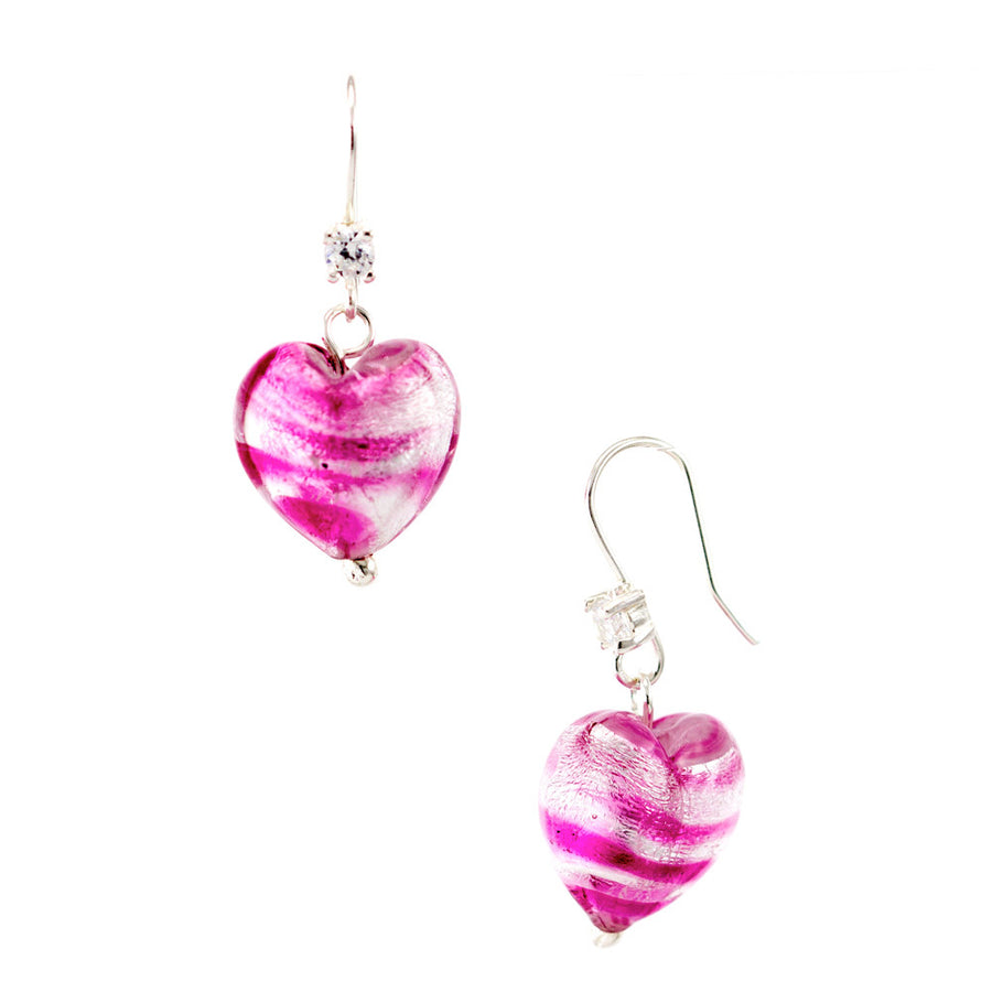 CHERRY – Sterling Silver Murano Glass Heart Earrings - www.LaBellaDentro.com