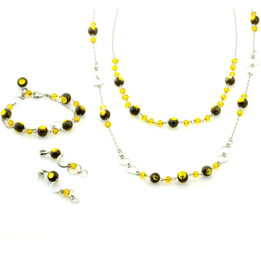 EVELIN-  Double-Strand Gold Murano Glass Bead Set - www.LaBellaDentro.com