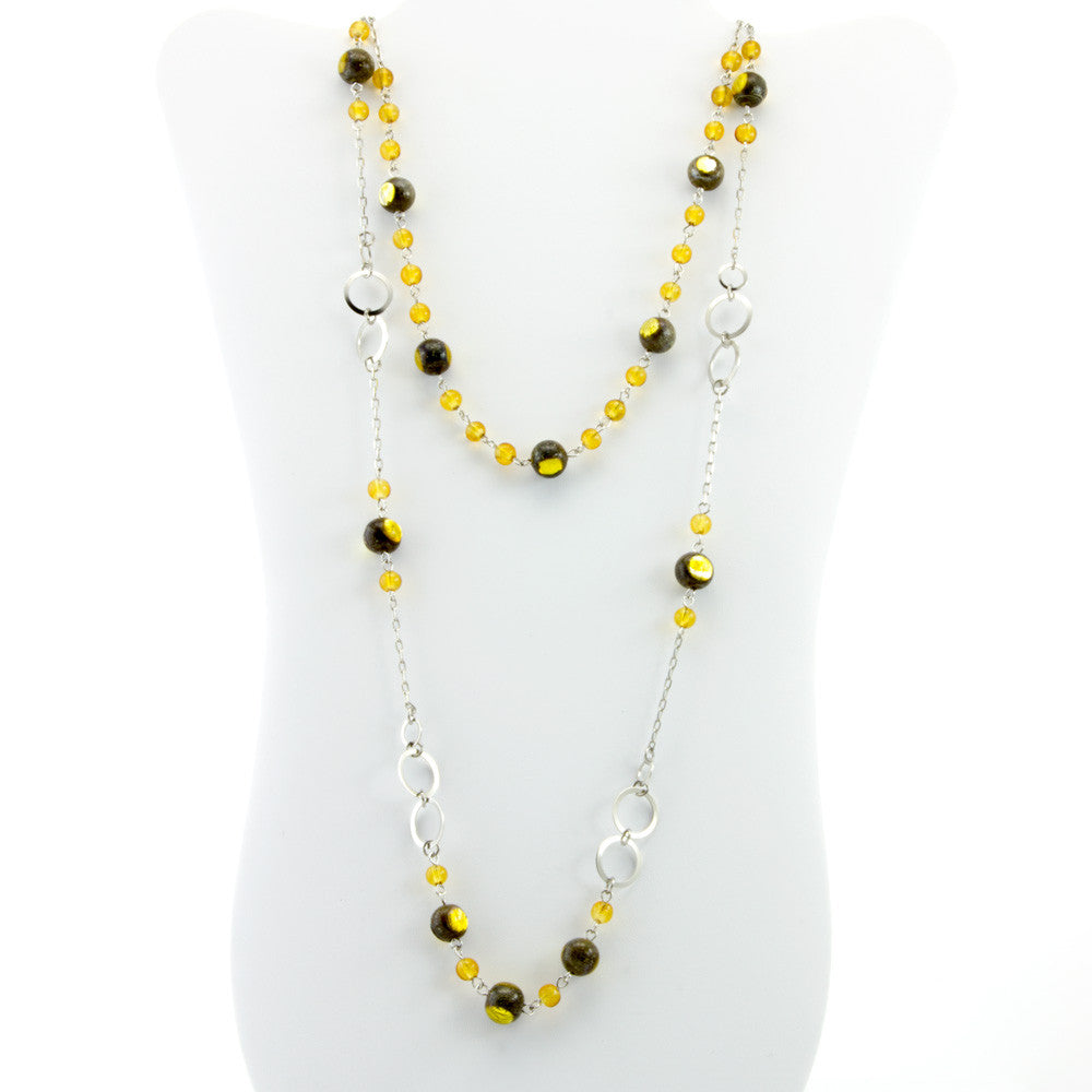 EVELIN-  Double-Strand Gold Murano Glass Bead Set - www.LaBellaDentro.com