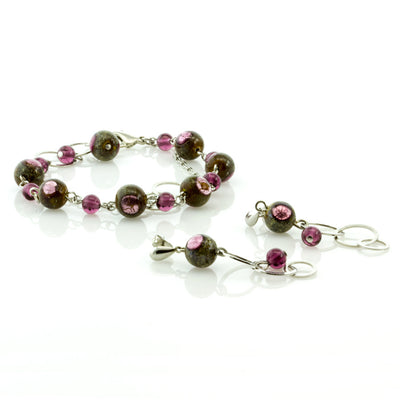 EVELIN-  Double-Strand Purple Murano Glass Bead Set - www.LaBellaDentro.com