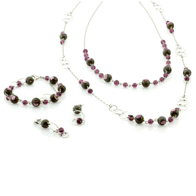 EVELIN-  Double-Strand Purple Murano Glass Bead Set - www.LaBellaDentro.com