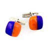 FABRIZIO – Murano Glass Square Cufflinks, Orange and Blue - www.LaBellaDentro.com