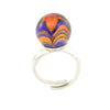 GRAZIA -  Murano Glass Wave Bead Ring, Orange and Blue - www.LaBellaDentro.com