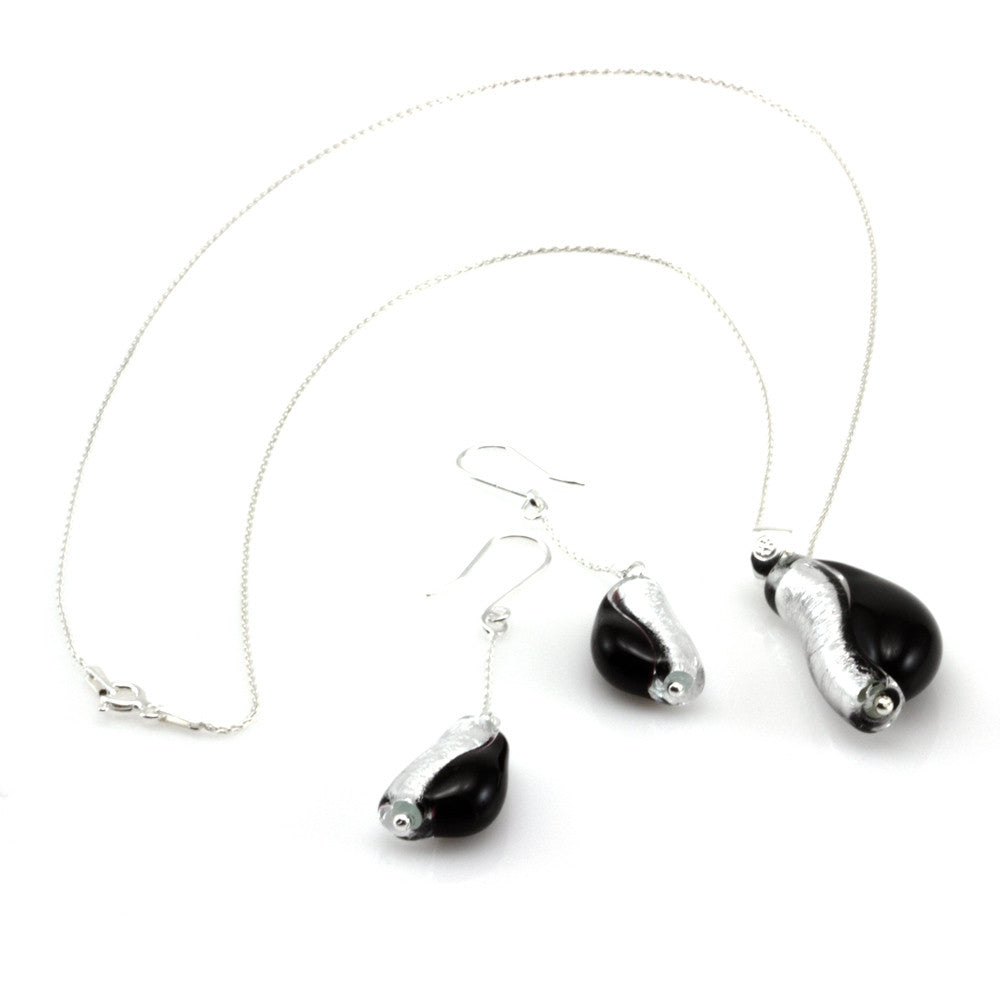 IOANA – Sterling Silver Murano Glass Teardrop Set with Necklace and Earrings - www.LaBellaDentro.com