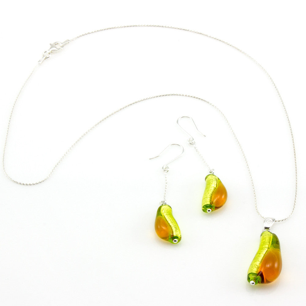 IOANA – Sterling Silver Murano Glass Teardrop Set with Necklace and Earrings - www.LaBellaDentro.com