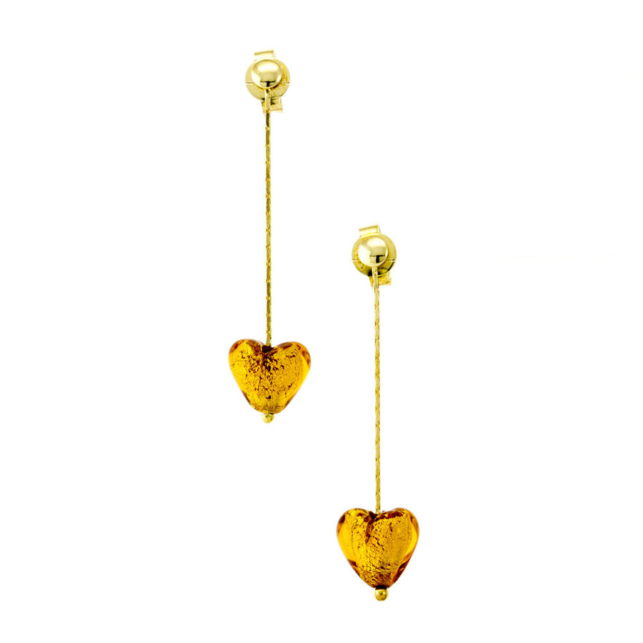 IRIS - Sterling Silver Murano Glass Heart Drop Earrings - www.LaBellaDentro.com