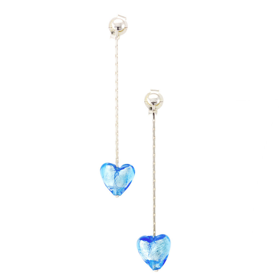 IRIS - Sterling Silver Murano Glass Heart Drop Earrings - www.LaBellaDentro.com