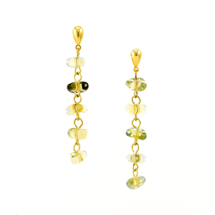 IRMA – Grey Murano Glass Long Drops Earrings - www.LaBellaDentro.com