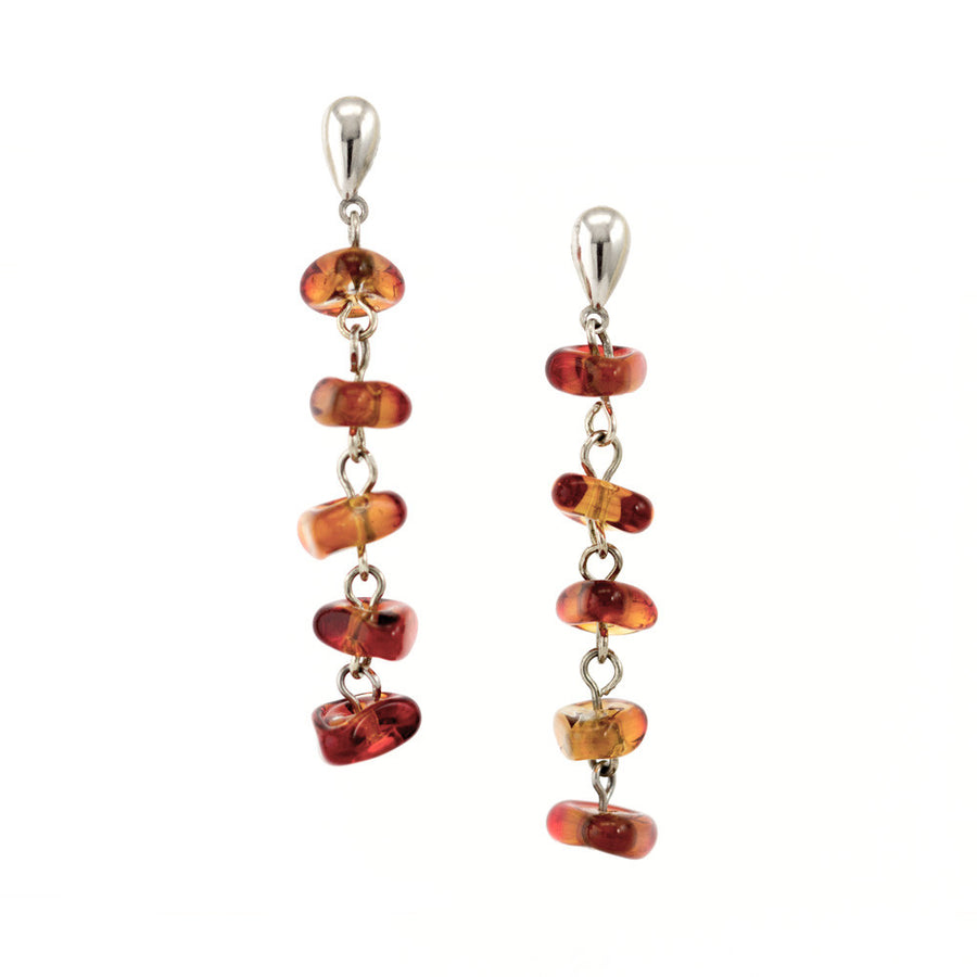 IRMA – Red Sunset Murano Glass Long Drops Earrings - www.LaBellaDentro.com