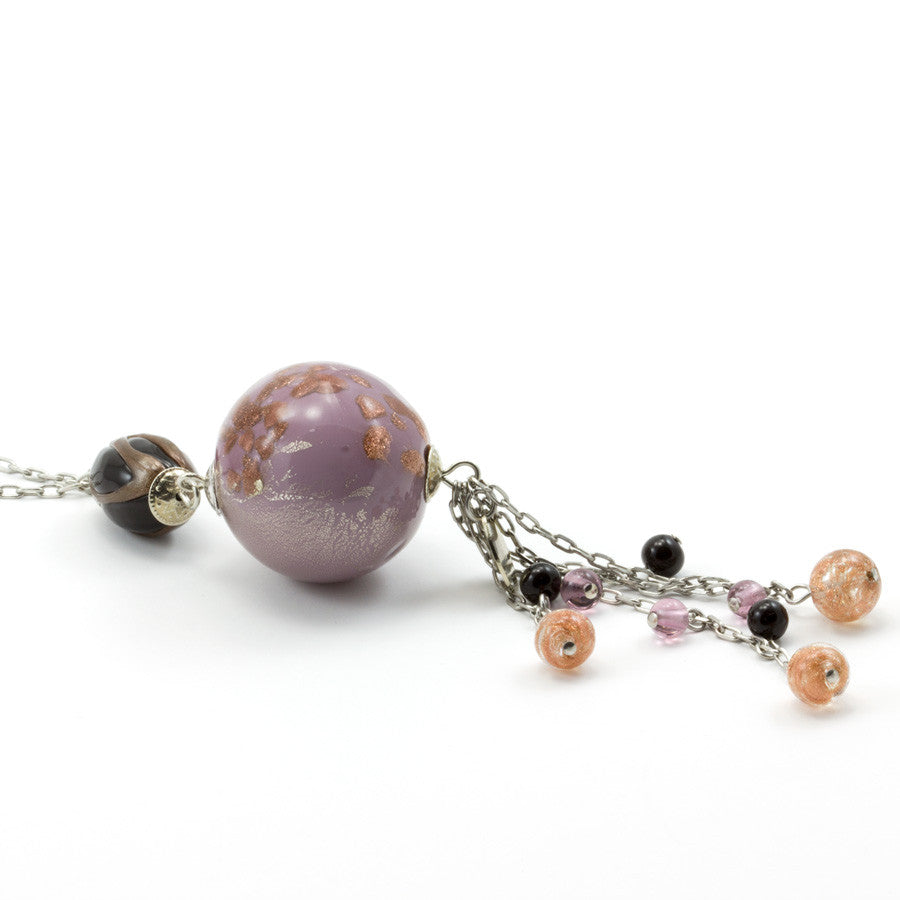 JANET – Violet Murano Glass Round Pendant Necklace - www.LaBellaDentro.com
