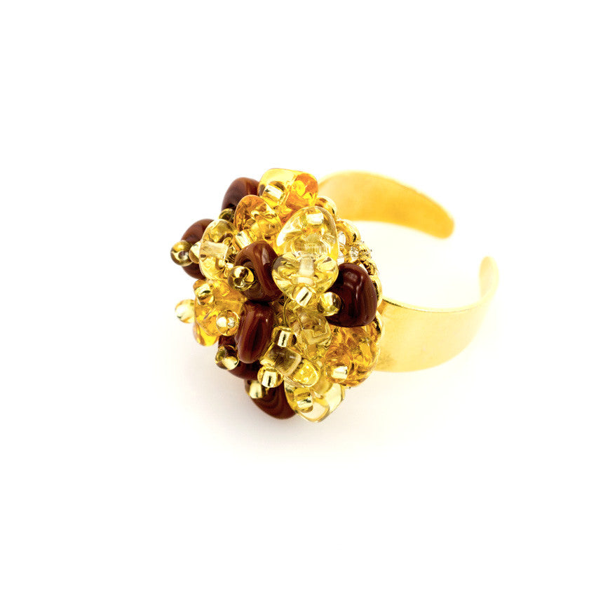 KLARISSA - Amber Murano Glass Droplets Ring - www.LaBellaDentro.com