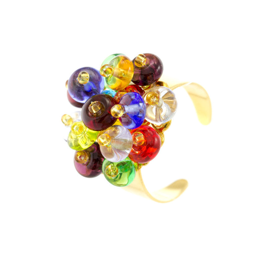 KLARISSA - Multi-Colored Murano Glass Droplets Ring - www.LaBellaDentro.com