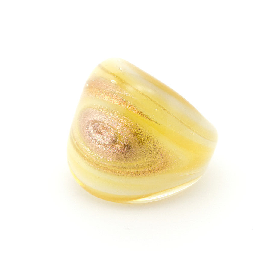 LAGUNA - Murano Glass Honey Ring with Aventurina - www.LaBellaDentro.com