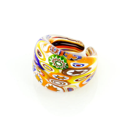 LAGUNA - Multicolored Millefiori Murano Glass Ring - www.LaBellaDentro.com
