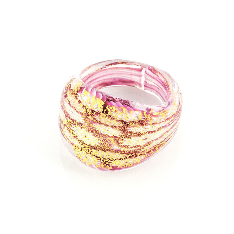 LAGUNA - Pink Millefiori Murano Glass Ring - www.LaBellaDentro.com