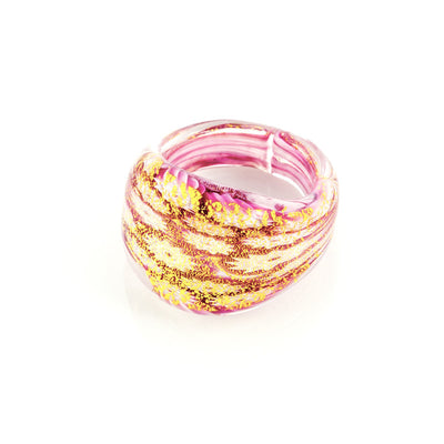 LAGUNA - Pink Millefiori Murano Glass Ring - www.LaBellaDentro.com