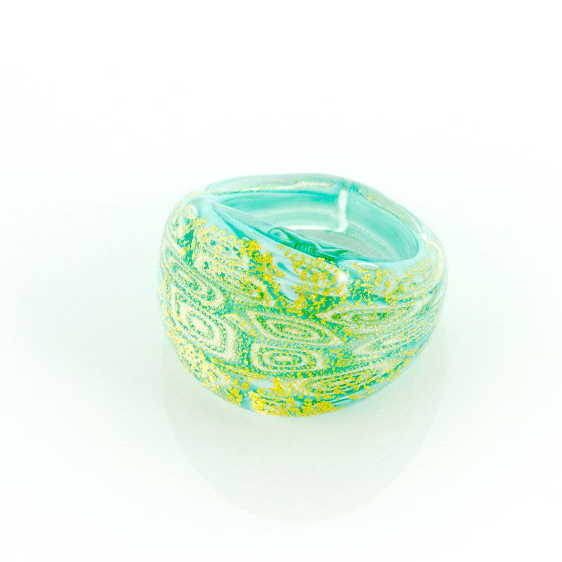 LAGUNA - Turquoise Millefiori Murano Glass Ring - www.LaBellaDentro.com