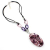 LORA- Amethyst Murano Glass Stone Pendant Necklace - www.LaBellaDentro.com