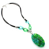 LORA- Emerald Green Murano Glass Stone Pendant Necklace - www.LaBellaDentro.com