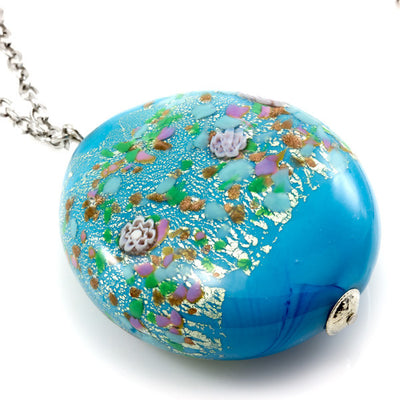 MARA – Blue Murano glass long circular necklace - www.LaBellaDentro.com