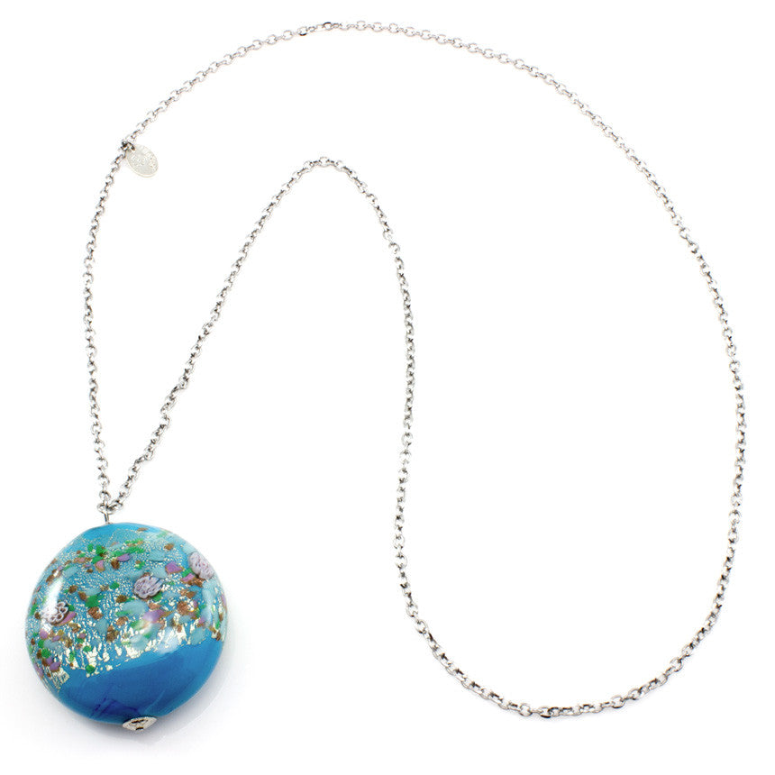 MARA – Blue Murano glass long circular necklace - www.LaBellaDentro.com