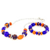 MEGAN – Murano Glass Bead Set with Necklace and Bracelet, Orange and Blue - www.LaBellaDentro.com