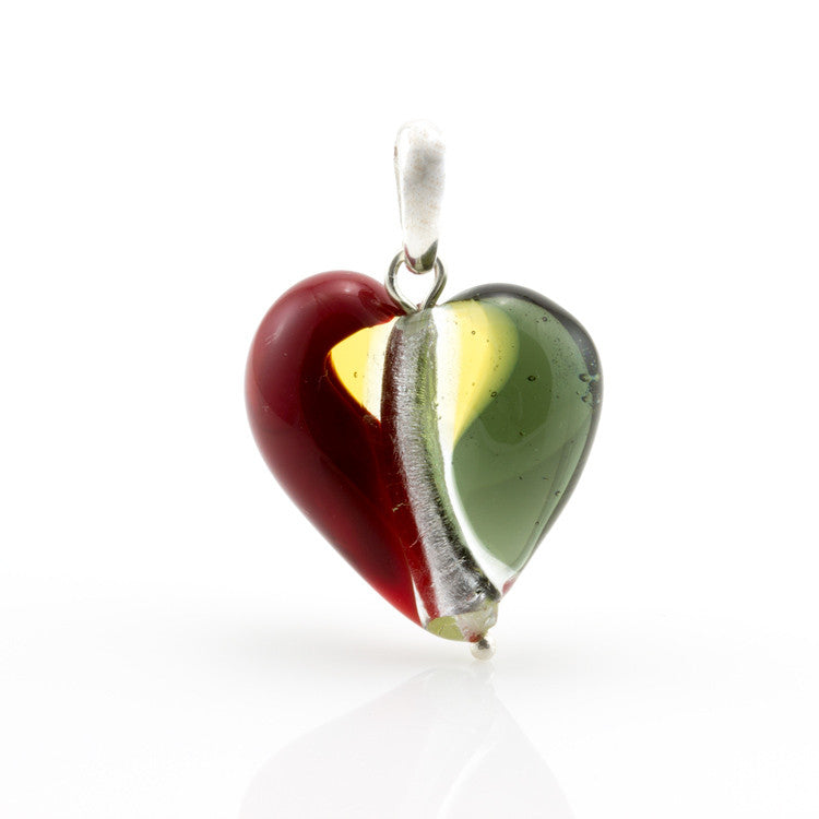 MENORA – Murano Glass Silver Heart Pendant - www.LaBellaDentro.com