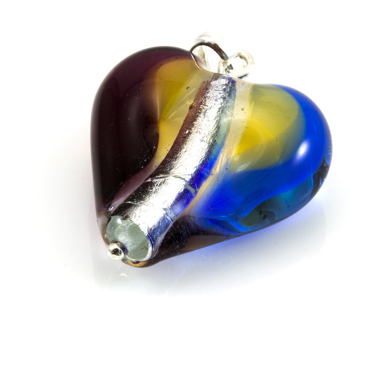 MENORA – Murano Glass Silver Heart Pendant - www.LaBellaDentro.com