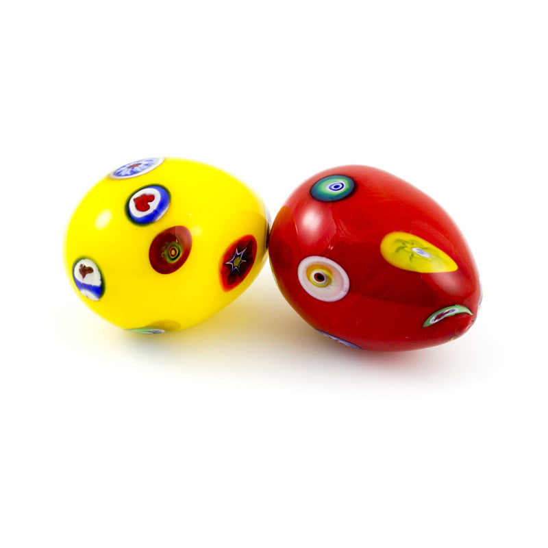 Red and Yellow Mosaic Murano Glass Eggs - www.LaBellaDentro.com