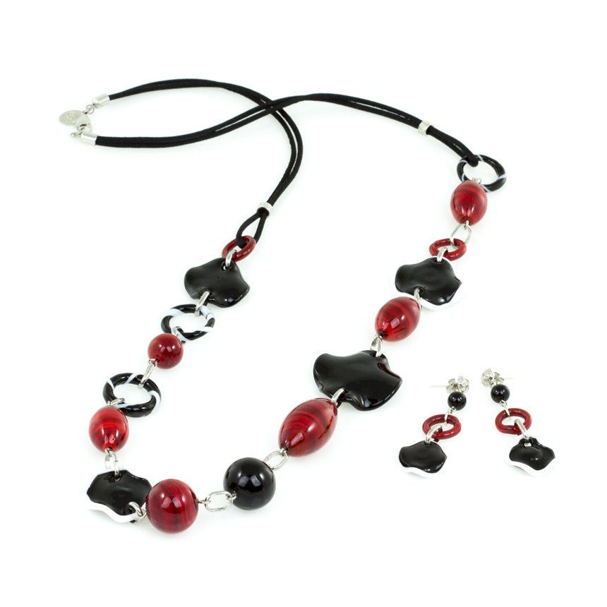 PALOMA –  Red and Black Murano Glass Set - www.LaBellaDentro.com