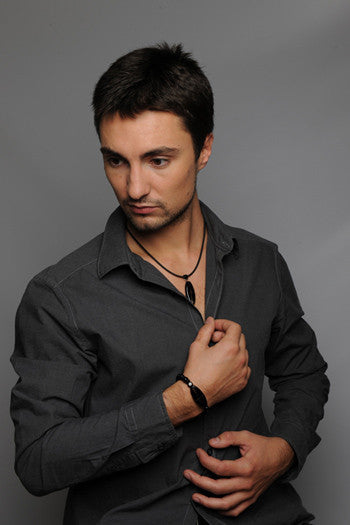 RIKI – Black Murano Glass Set for Men with Necklace and Bracelet - www.LaBellaDentro.com