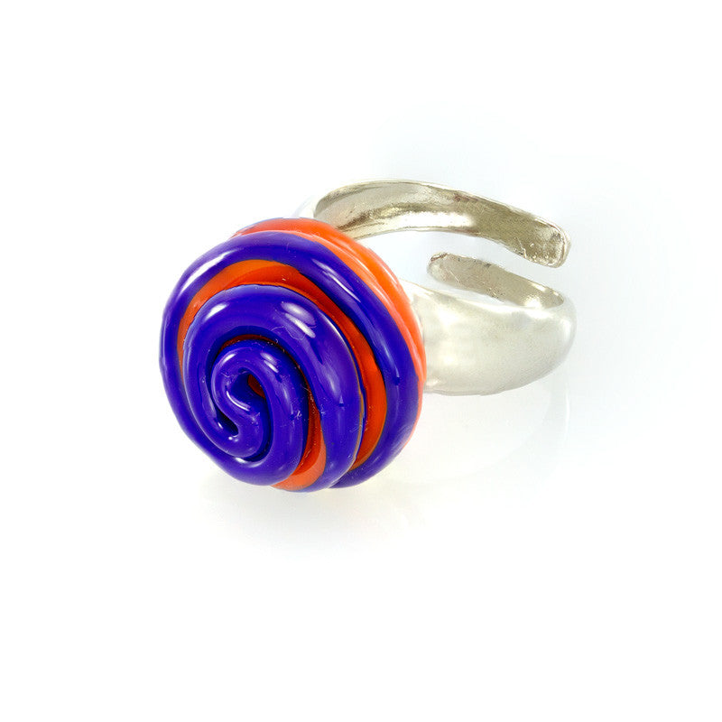 SERENA- Twisted Bead Ring, Orange and Blue