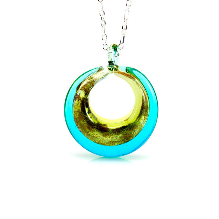 SELINA – Sterling Silver Murano Glass Circle Set with Necklace and Earrings - www.LaBellaDentro.com
