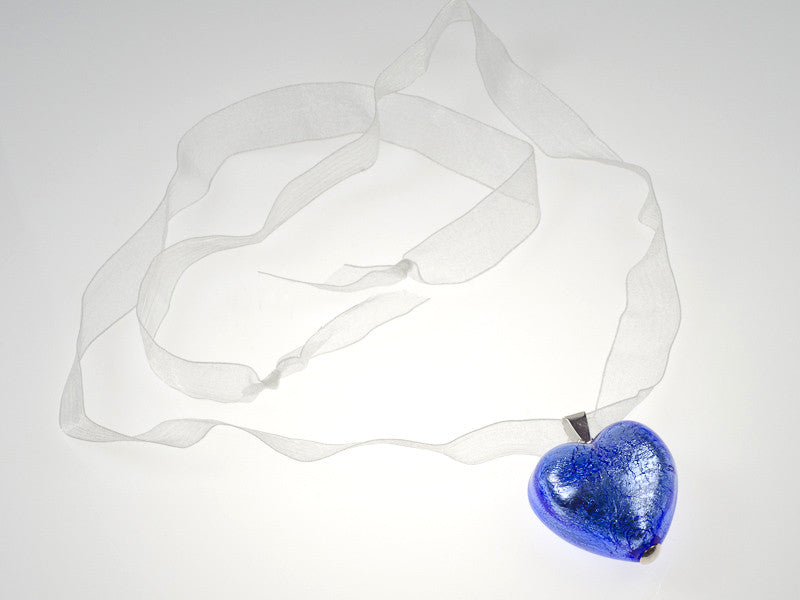 VALENTINO – Sterling Silver Murano Glass Heart Pendant - www.LaBellaDentro.com