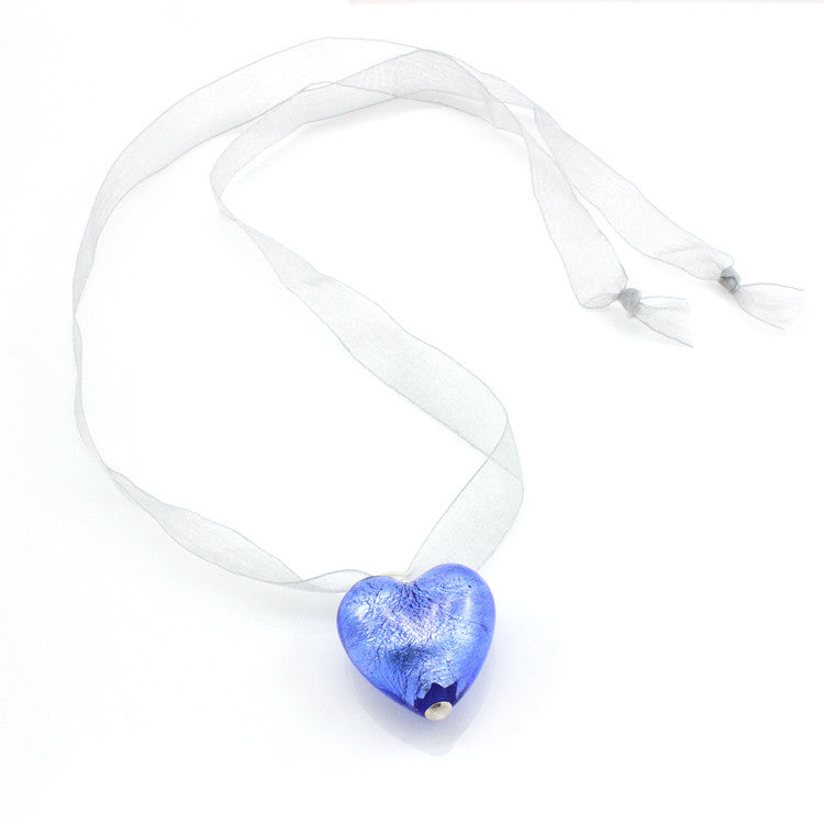 VALENTINO – Sterling Silver Murano Glass Heart Pendant - www.LaBellaDentro.com