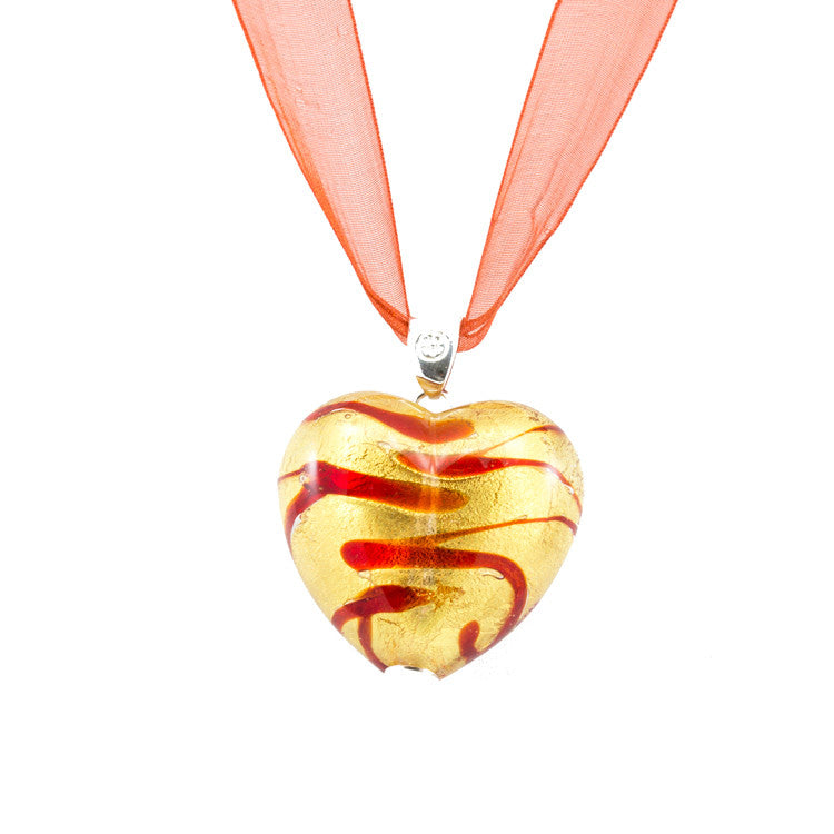 VALENTINO – Sterling Silver Murano Glass Heart Pendant - www.LaBellaDentro.com