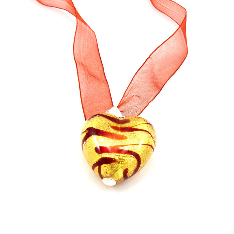 VALENTINO – Sterling Silver Murano Glass Heart Pendant - www.LaBellaDentro.com