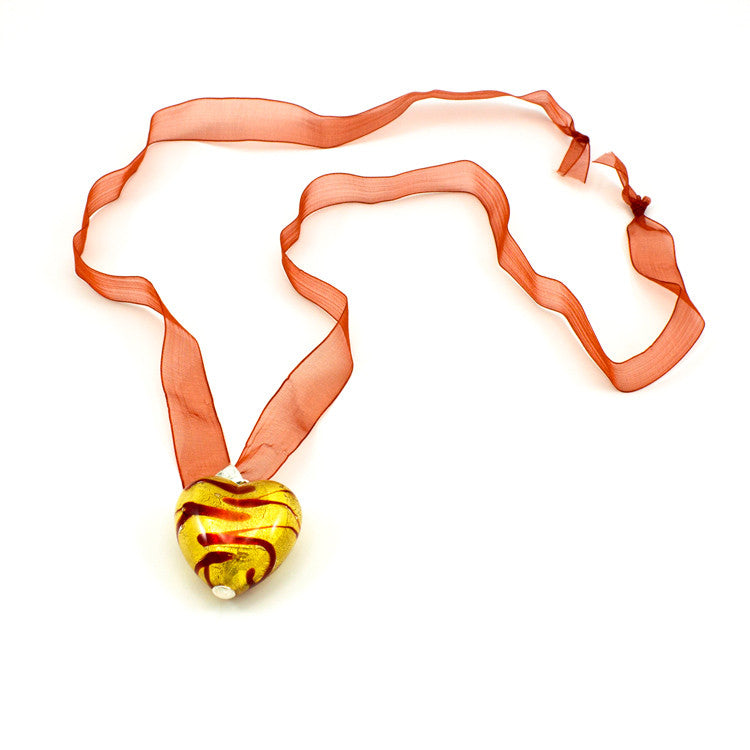 VALENTINO – Sterling Silver Murano Glass Heart Pendant - www.LaBellaDentro.com