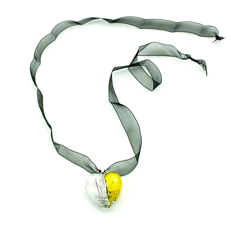 VALENTINO – Sterling Silver Murano Glass Heart Pendant - www.LaBellaDentro.com