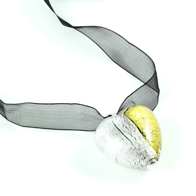 VALENTINO – Sterling Silver Murano Glass Heart Pendant - www.LaBellaDentro.com