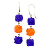 VIKA – Orange and Blue Murano Glass Cubes Drops Earrings - www.LaBellaDentro.com