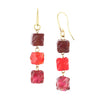 VIKA – Red Murano Glass Cubes Drops Earrings - www.LaBellaDentro.com